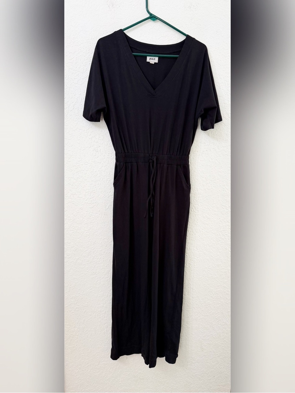 Pact Women's Organic Revive Deep-V Jumpsuit Black Size XS - Picture 3 of 13